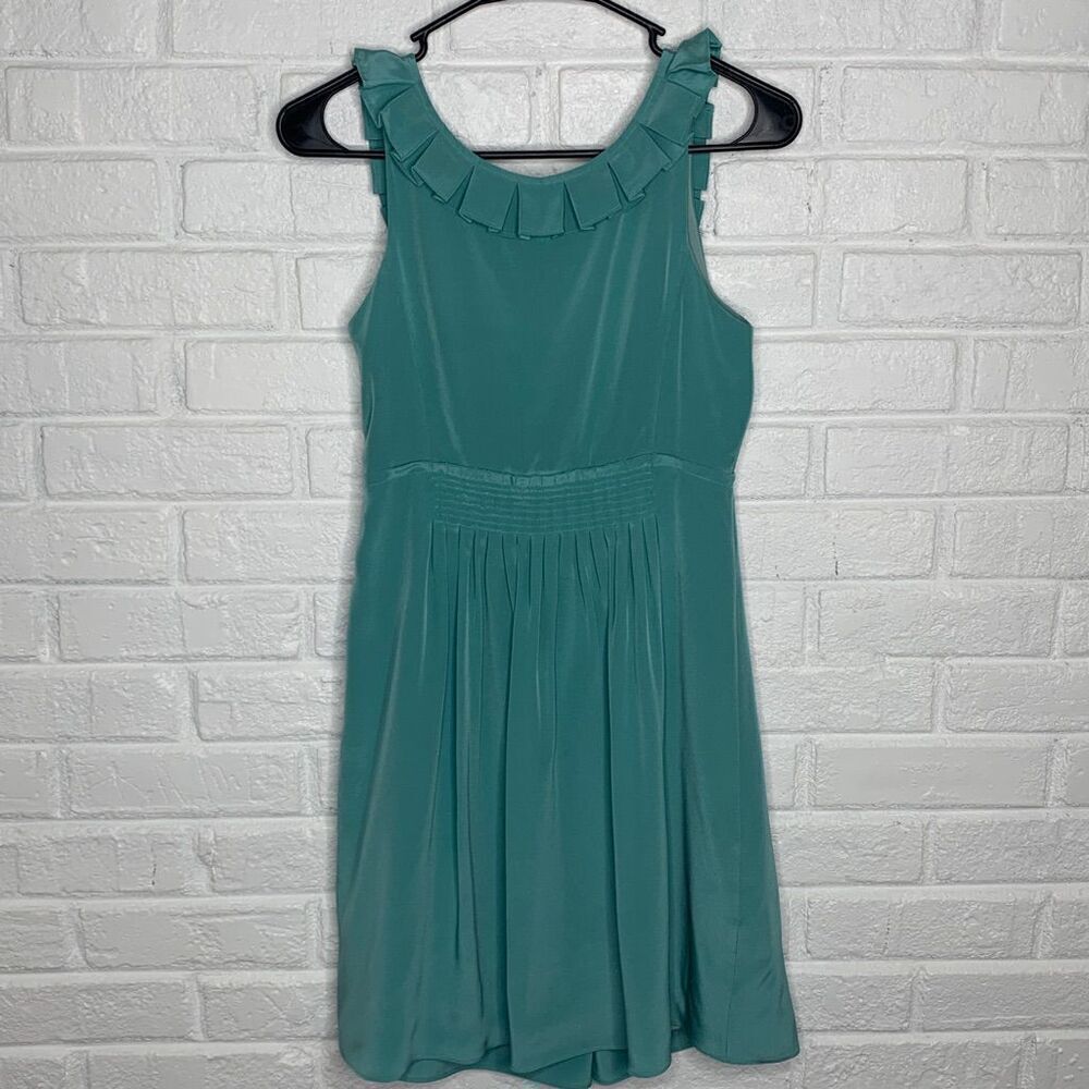 Tibi Lillian Scoop Neck Silk Dress Aqua Blue Teal Green size 0 - Picture 5 of 6